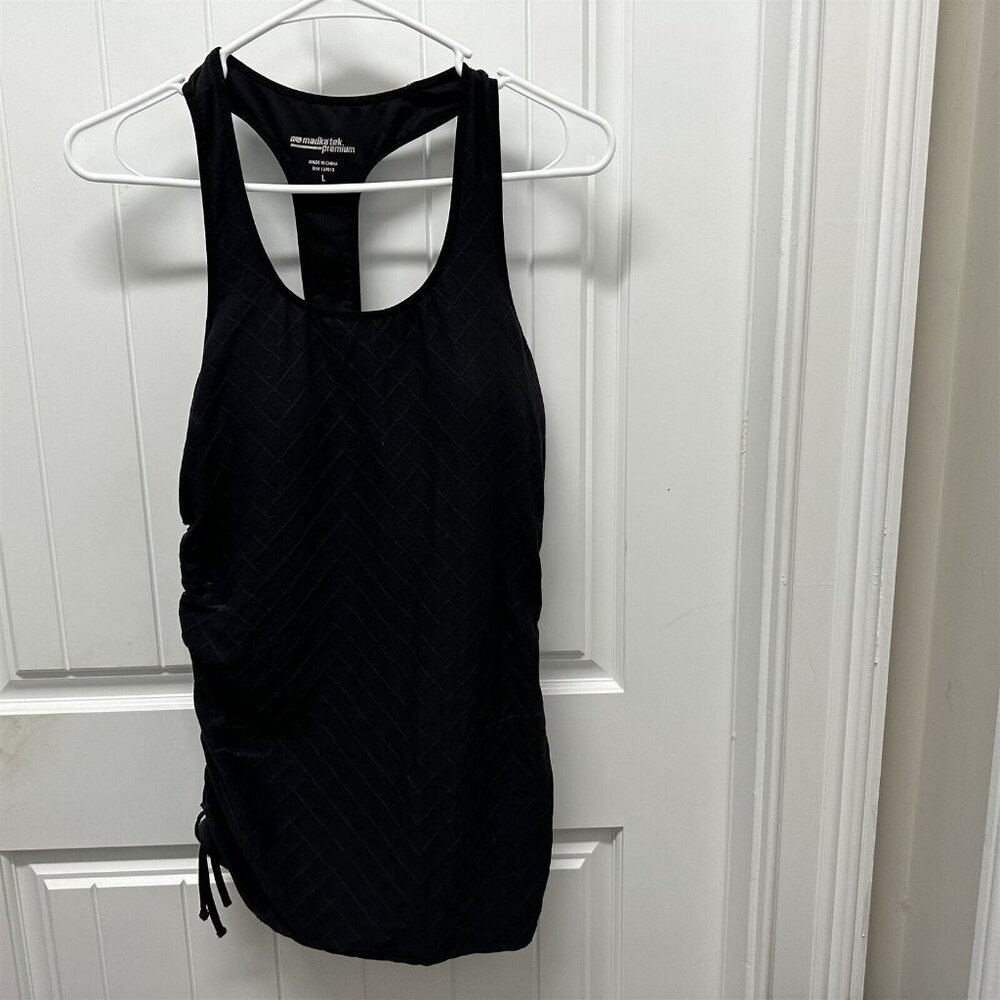 Marika Tek Premium Tank Black Ruched Sides Racer Back Removable Pads